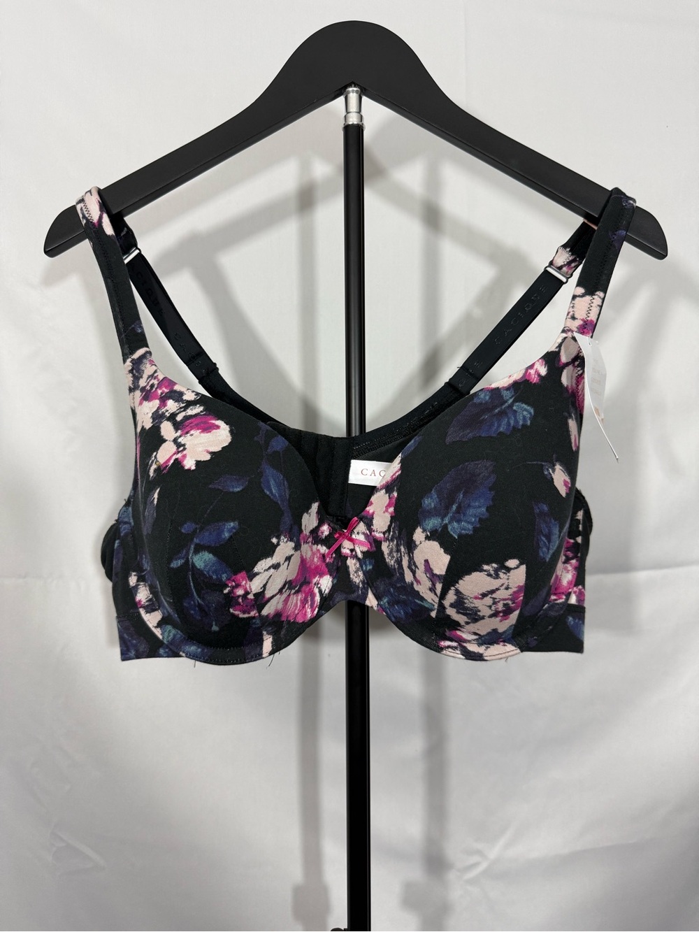 Cacique 40C Floral Lightly Lined T-Shirt Bra Black Pink Blue NWT